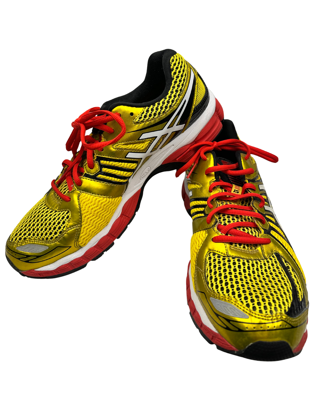 ASICS GEL Nimbus 15 Shoe Running Sneakers Gold Black Red White Fluidride Mens 10.5