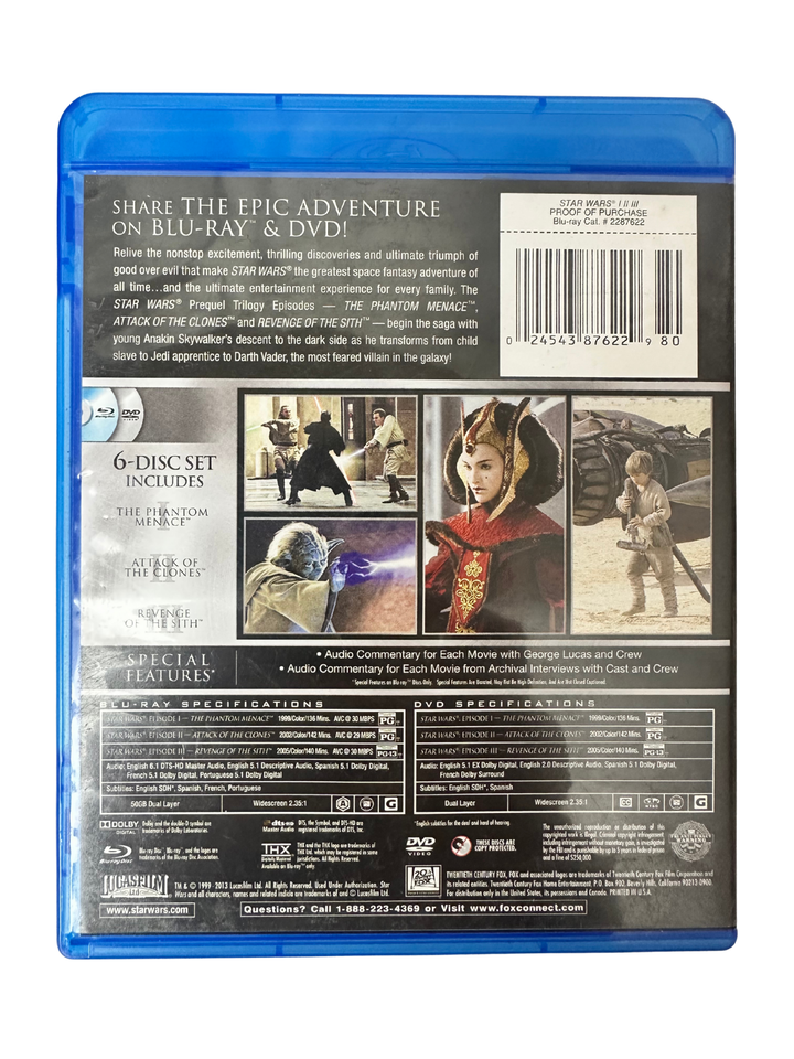 STAR WARS EPISODE I-III BLU RAY